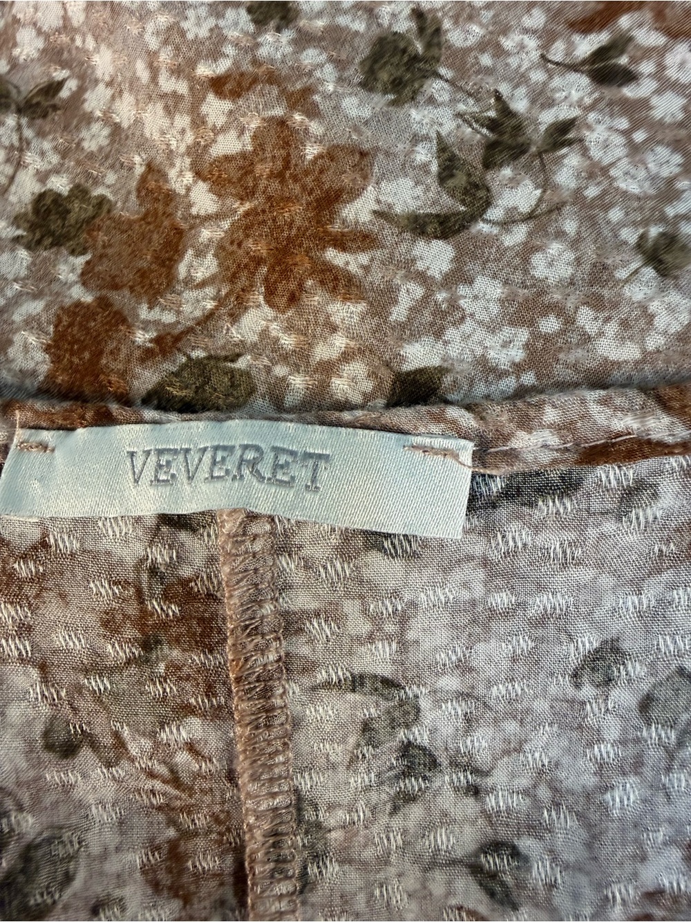 Veveret Boho Floral Tie-Front Peasant Blouse in Brown Floral - Picture 15 of 16